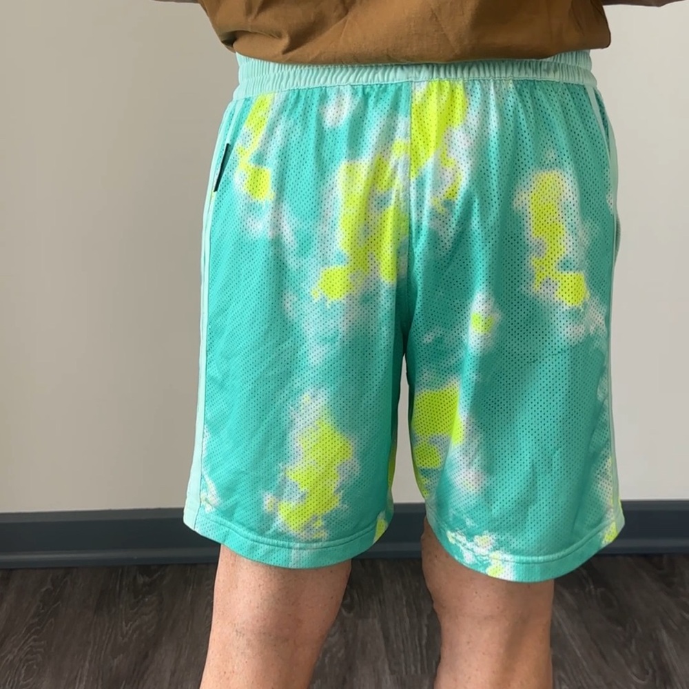 Adidas Turquoise and Lime Tie-Dye Shorts - Picture 7 of 17